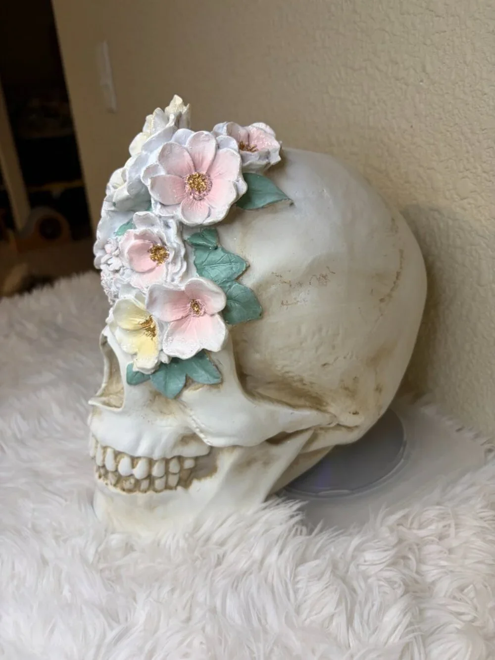 Floral Skull Halloween Decor Gothic Skeleton Vase Day of the Dead 10